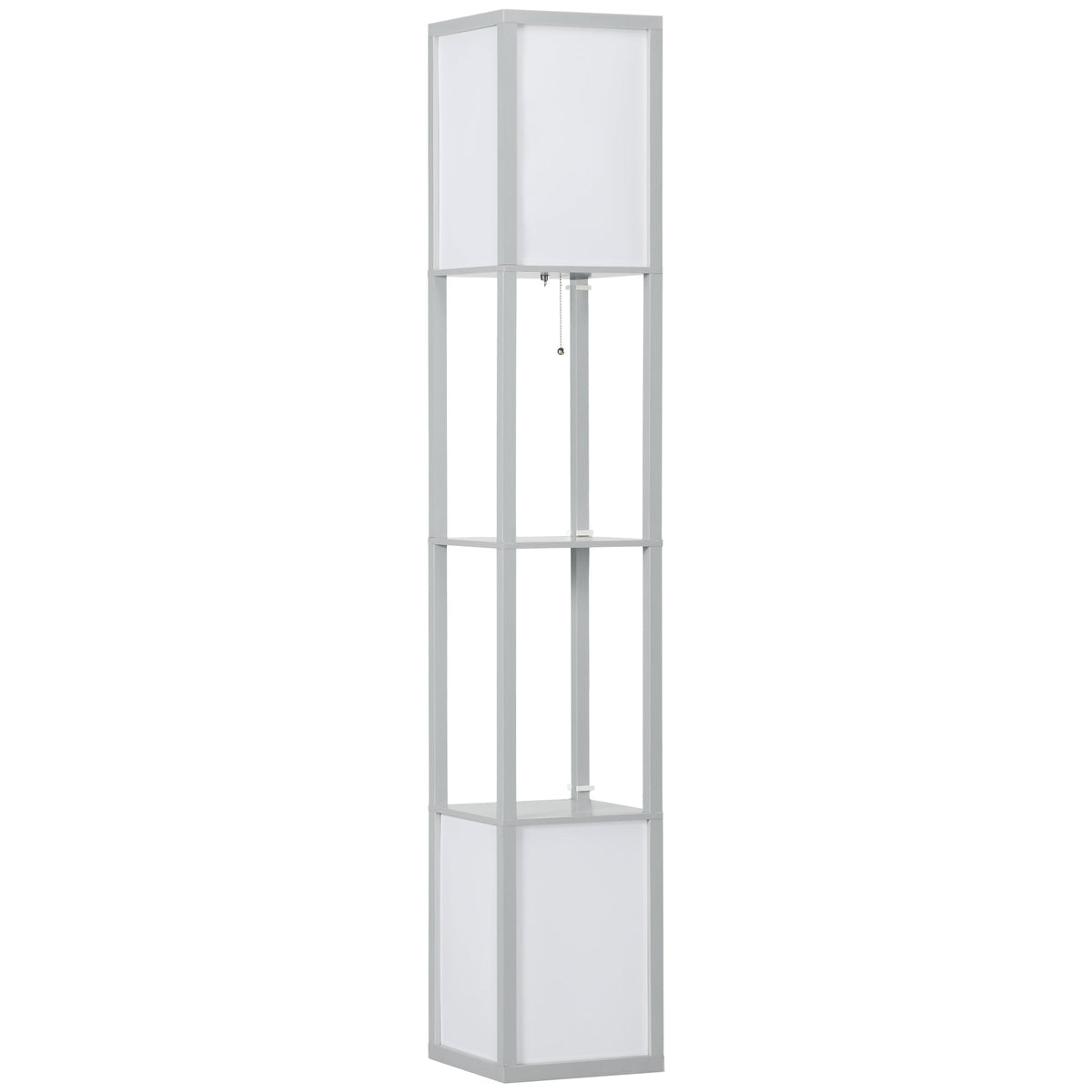 HOMCOM Shelf Floor Lamp with Dual Ambient Lighting – 156cm, Grey