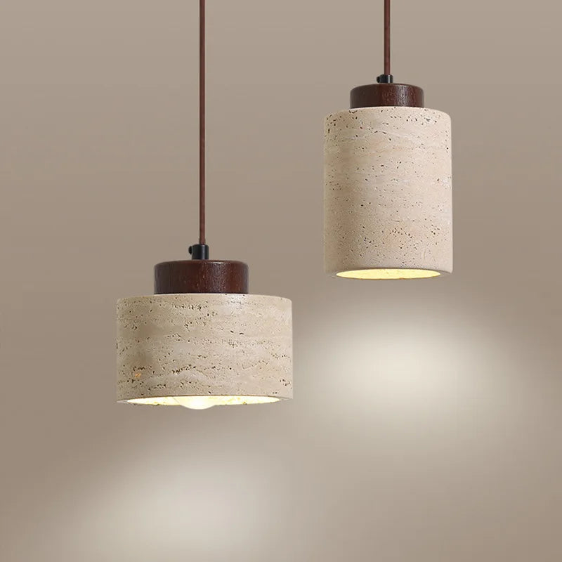 Wabi-Sabi Natural Stone Pendant Light – Japanese Minimalist Hanging Lamp