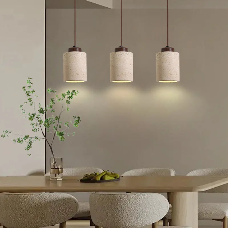 Wabi-Sabi Natural Stone Pendant Light – Japanese Minimalist Hanging Lamp