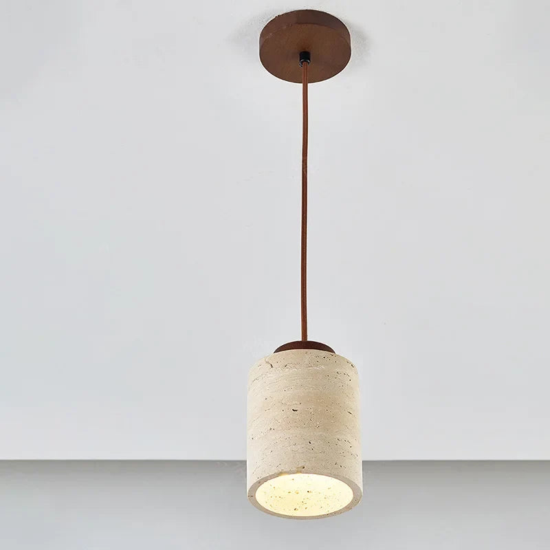 Wabi-Sabi Natural Stone Pendant Light – Japanese Minimalist Hanging Lamp