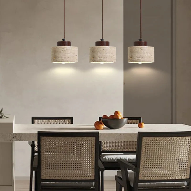 Wabi-Sabi Natural Stone Pendant Light – Japanese Minimalist Hanging Lamp
