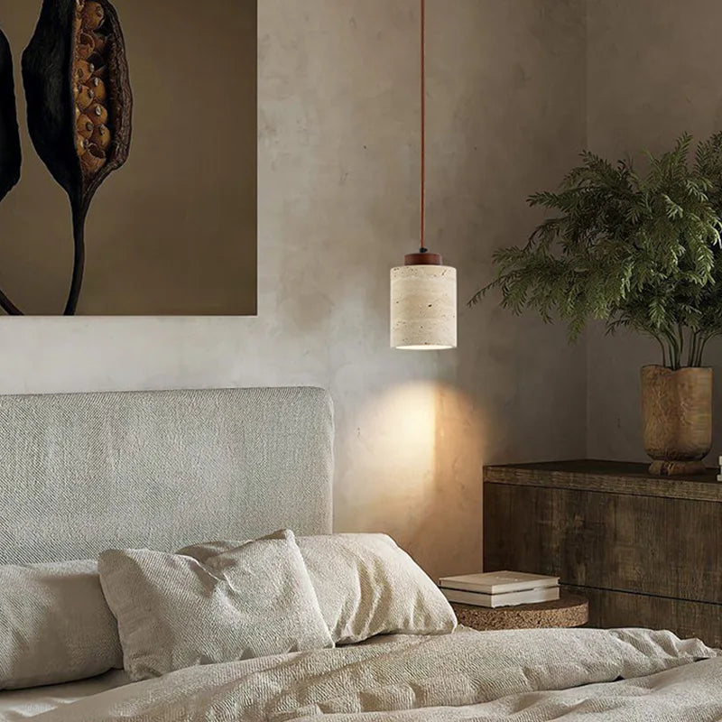 Wabi-Sabi Natural Stone Pendant Light – Japanese Minimalist Hanging Lamp