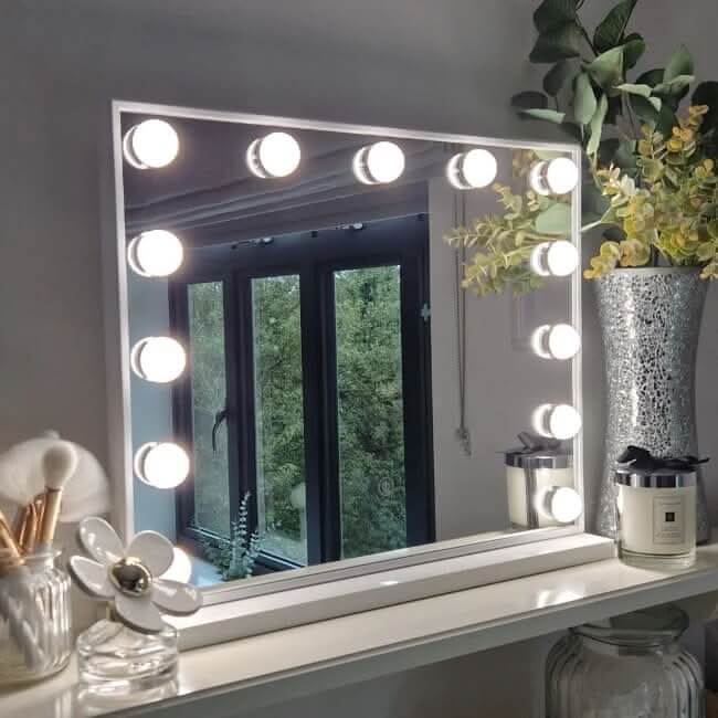 Margot Hollywood Mirror with LED Lights – 50x42cm | Dressing Table Mirror