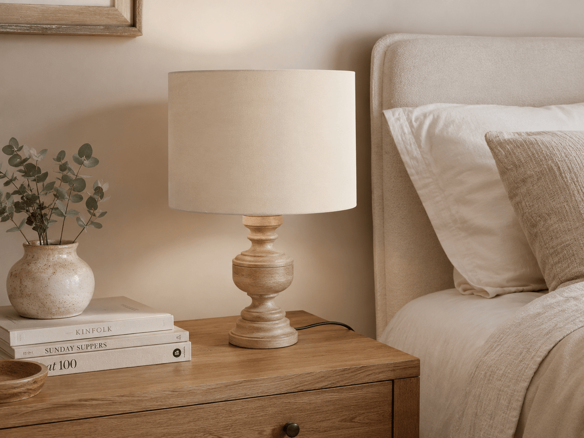 Plain Warm Sand Lampshade – Handmade in the UK | 15cm–45cm | Made to Order